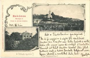 1902 Bakóca, látkép, templom, Majláth kastély. Kiadja a Bakóca és Vidéke Keresztény Fogyasztási Szövetkezet. Art Nouveau