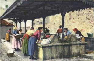 Sanremo, San Remo; Popolare al Lavatojo / women washing clothes