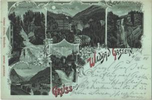 1908 Wildbad-Gastein, Unterer Fall, Gastein v. Hirschen, Der obrer Fall, Zum grünen Thal, Schleierfall / waterfalls. Ottmar Zieher Art Nouveau, floral, litho