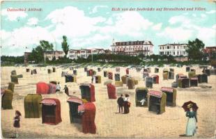 Ahlbeck, Blick von der Seebrücke auf Strandhotel und Villen / sea beach, hotels and villas (EK)