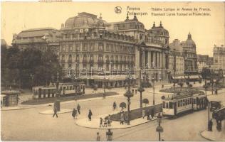 Antwerp, Antwerpen, Anvers; Theatre Lyrique et Avenua de France, trams (fl)
