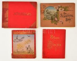 cca 1900 Vegyes külföldi leporelló tétel, 4 db, München 2 db, Nürnberg, Die Semmeringbahn. Változó á...