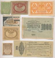 Orosz Polgárháború 1918-1919. 8db-os vegyes bankjegy tétel T:III,III- Russian Civil War 1918-1919. 8pcs of various banknotes C:F,VG