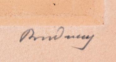 Rudnay Gyula (1878-1957): Tájkép lovakkal. Rézkarc, papír, jelzett, 13,5×21,5 cm