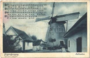 1939 Kiskundorozsma (Szeged), Szélmalom, kotta / windmill (kissé ázott sarkak / slightly wet corners)