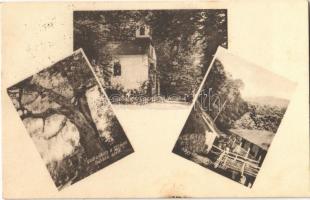 1934 Erdőbénye, kápolna, vadlesőhely a 250 éves bükkfa alatt, Nagyköves-hegy. Mautlinger Miklós kiadása + SÁTORALJAÚJHELY - BUDAPEST 33 A vasúti mozgóposta béylegző (fl)