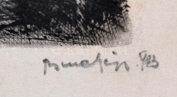 Bene Géza (1900-1960): Anya gyermekeivel. Rézkarc, papír, jelzett, 10,5×8 cm