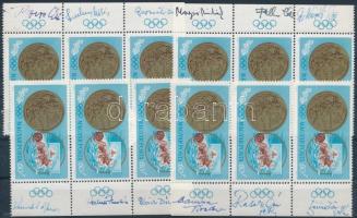 1964 Tokiói Olimpiai bélyegek rajtuk az olimpiai bajnok magyar vizilabda csapat tagjainak aláírásával 12 db
