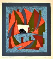 Hegyi György (1922-2001): Szentendrei házak. Szitanyomat, papír, jelzett, 42×38,5 cm