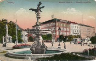 Pozsony, Kossuth Lajos tér, villamos, Bratislava, square, tram