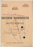 Románia / Oradea (Nagyvárad) 1925. Nagyváradi Takarékpénztár betéti könyve, bejegyzésekkel, bélyegzéssel, lyukasztással érvénytelenítve