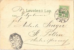 1901 Budapest IX. Üllői út, Iparművészeti Múzeum, villamos, Valéria kávéház. Druck v. Gustav Ertel. ...