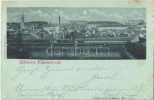 1899 Kaposvár, Városi villanytelep, vasútvonal, vonat. Kéthelyi kiadása (EK)