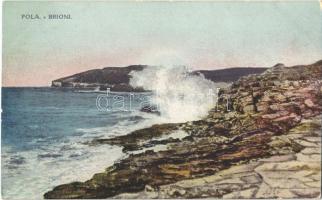 Brijuni, Brioni (Adria); seashore + 1914 K.U.K. KRIEGSMARINE SMS ERZHERZOG KARL