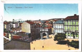 Pola, Pula; Panorama, PortAurea / square, gate. G. C. 1912/13. (EK)