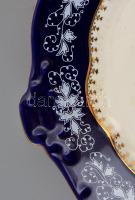 Zsolnay Pompadour II. süteményes készlet, kézzel festett, jelzett, apró mázhiba, d:21,5 cm, d:29,5 c...