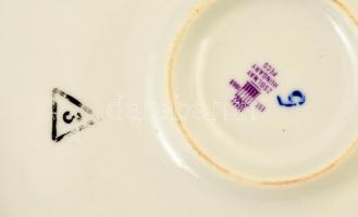 Zsolnay Pompadour II. süteményes készlet, kézzel festett, jelzett, apró mázhiba, d:21,5 cm, d:29,5 c...