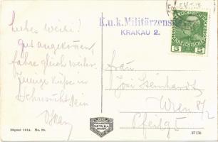 1915 Kraków, Krakau, Krakkó; Ul. Zwierzyniecka / Zwierzyniecka-Gasse / street view, automobile, tram...