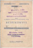 Pestújhely 1938. Pestújheyli Hitelszövetkezet mint az Országos Központi Hitelszövetkezet tagja betétkönyv bejegyzésekkel, bélyegzésekkel