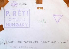 Réti Pál (1918-1989): Ahogy a beteg látja, pecséttel jelzett, feliratozott fotóművészeti alkotás, sa...