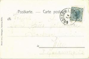 Großgmain, Grossgmain; general view, church, artist signed. Druck von J. Huttegger (EK)