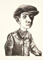 Somogyi Győző (1942-): Munkás II. Szitanyomat, papír, jelzés nélkül, 24×17 cm, (művészéletrajza egy lapon)