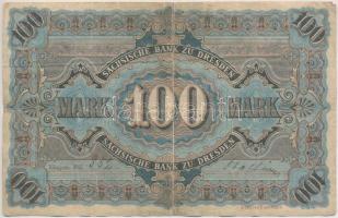 Német Birodalom / Szászország 1911. 100M vízjeles papíron T:III 
German Empire / Saxony 1911. 100 M...
