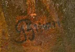 Bihari jelzéssel: Borozó férfi. Olaj, karton (besötétedett), keretben, 32×24,5 cm