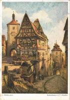 Rothenburg ob der Tauber, Plönlein, art postcard s: L. Mössler (14,9 cm x 10,4 cm) (tiny pinholes)
