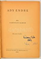 Schöpflin Aladár: Ady Endre. Bp., 1945. Nyugat. Kiadói félvászon kötésben.