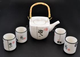 Japán porcelán 4 személyes teás készlet, Jelzett, matricás, hibátlan