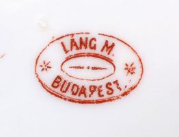 Láng M. porcelán ovális kínáló tálak. Jelzett, matricás, kopásokkal. 36x24 cm