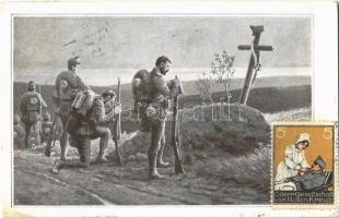 1915 Ein still Gebet dem Freunde hier... A. M. Vállas / WWI Austro-Hungarian K.u.K. military, soldiers praying (fa)