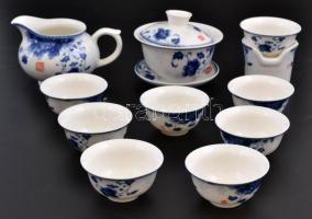 Kínai design porcelán teázó készlet. 8+ 3 db eredeti dobozában. jelzett, hibátlan