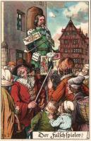 Middle-age customs: puhisment for card cheater Litho