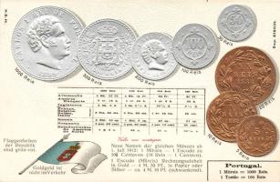Coins of Portugal Embossed Litho