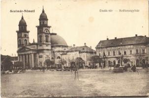 Szatmárnémeti, Satu Mare; Deák tér, Székesegyház, Szatmár Vármegyei Takarékpénztár Rt. / square, cathedral, savings bank (EK)