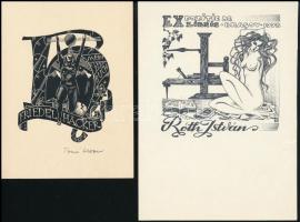 6 db erotikus ex libris, vegyes technika, papír, jelzéssel és jelzés nélkül