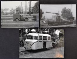 Vasúti járművek, 3 db fotó, 9×14 és 11×17 cm közötti méretekben