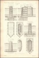 1879 Szamos hidak. 10 db nagy méretű tábla. Rotációs fametszet. / Bridges of the Samos 10 large plan...