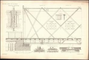 1879 Szamos hidak. 10 db nagy méretű tábla. Rotációs fametszet. / Bridges of the Samos 10 large plan...