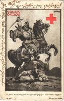 1914 Vörös ördög. A Vöröskereszt Egylet dunaparti betegnyugvó állomásának tulajdona / WWI Austro-Hungarian K.u.K. military, hussar, Red Cross propaganda s: Földes (EB)