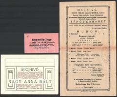 cca 1910-1930 4 db érdekes meghívó és jegy