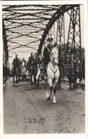 1938 Komárom, Komárno; bevonulás, Horthy Miklós fehér lovon / entry of the Hungarian troops, Regent Horthy + &quot;1938 Kassa visszatért&quot; So. Stpl.