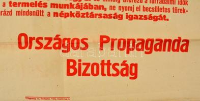 1918 Ne felejtsd el! Népköztársasági propaganda plakát, irredenta szöveggel. 59x67 cm