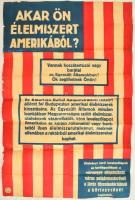 cca 1910 Akar Ön élelmiszert Amerikából? American Relief Fundation propaganda plakát. 60x90 cm Ragasztott.
