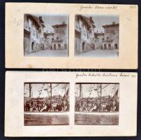 1913 Grado, 4 db sztereó fotó kartonon (4x2), 5x6 cm, karton: 8x17 cm