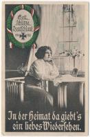 Gott schütze Deutschland 1914-1915. In der Heimat da giebts ein liebes Wiedersehen / WWI German military patriotic propaganda postcard (r)