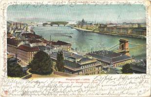 1902 Budapest I. Látkép, Margitsziget, Lánchíd. Dr. Trenkler és Trs. (EK)