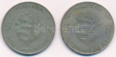1947. 5Ft Ag "Kossuth" (2x) T:2-,3 patina 
Adamo F8.1
